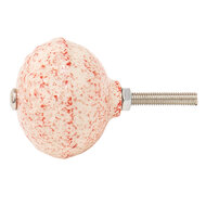 Clayre &amp; Eef   | Deurknop Rood Beige &oslash; 4x3 cm / S3 cm | 65054
