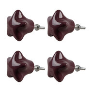 Clayre & Eef | Deurknop set van 4 Paars ø 4x3/6 cm | 65292