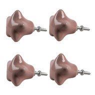 Clayre & Eef | Deurknop set van 4 Roze ø 4x3/6 cm | 65295