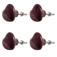 Clayre & Eef | Deurknop set van 4 Paars ø 4x3/6 cm | 65298