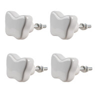 Clayre & Eef | Deurknop set van 4 Wit ø 4x3/6 cm | 65300