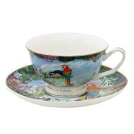 Clayre & Eef | Kop en schotel Groen 12x10x6 cm / ø 15x2 cm / 200 ml | 6CE1475