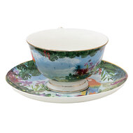 Clayre & Eef | Kop en schotel Groen 12x10x6 cm / ø 15x2 cm / 200 ml | 6CE1475