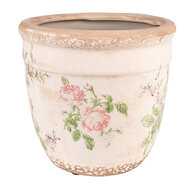 Clayre &amp; Eef   | Bloempot Binnen Roze, Beige &oslash; 18x17 cm | 6CE1541L