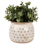 Clayre & Eef | Bloempot Binnen Beige Zwart ø 16x13 cm | 6CE1653M