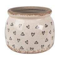 Clayre &amp; Eef   | Bloempot Binnen Beige Zwart &oslash; 12x10 cm | 6CE1653S