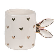 Clayre & Eef | Mok Wit Roze 13x9x9 cm / 300 ml | 6CE1686