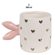 Clayre & Eef | Mok Wit Roze 13x9x9 cm / 300 ml | 6CE1686