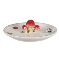 Clayre & Eef | Serveerschaal Wit Rood ø 21x6 cm | 6CE1701