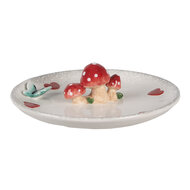 Clayre & Eef | Serveerschaal Wit Rood ø 21x6 cm | 6CE1701