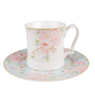 Clayre & Eef | Mok Wit, Roze 13x9x9 cm / 414 ml | 6CEMU0126