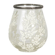Clayre & Eef | Glazen Theelichthouder Bloemen Transparant ø 15x18 cm | 6GL2875