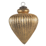 Clayre & Eef | Kerstbal Goudkleurig ø 13x16 cm | 6GL3108