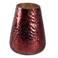 Clayre & Eef | Glazen Theelichthouder Rood ø 13x18 cm | 6GL3132