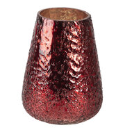 Clayre & Eef | Glazen Theelichthouder Rood ø 13x18 cm | 6GL3132