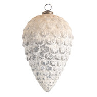 Clayre & Eef | Kerstbal XL Grijs ø 13x20 cm | 6GL3180