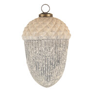 Clayre & Eef | Kerstbal Wit, Grijs ø 10x14 cm | 6GL3184