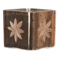 Clayre & Eef | Theelichthouder Goudkleurig Bruin 7x7x9 cm | 6GL3211