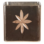 Clayre & Eef | Theelichthouder Goudkleurig Bruin 10x10x10 cm | 6GL3212