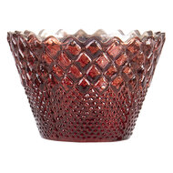 Clayre & Eef | Glazen Theelichthouder Rood ø 10x7 cm | 6GL3216