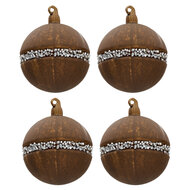 Clayre & Eef | Kerstballen Set van 4 Bruin ø 8x8 cm | 6GL3271