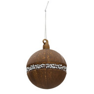 Clayre & Eef | Kerstballen Set van 4 Bruin ø 8x8 cm | 6GL3271