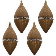 Clayre & Eef | Kerstballen Set van 4 Bruin 7x7x14 cm | 6GL3272
