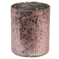 Clayre & Eef | Glazen Theelichthouder Roze ø 13x15 cm | 6GL3599