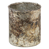 Clayre & Eef | Glazen Theelichthouder Goudkleurig ø 8x9 cm | 6GL3616
