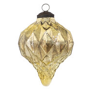 Clayre & Eef | Kerstbal Goudkleurig ø 8x10 cm | 6GL3649