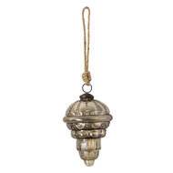 Clayre & Eef | Kerstbal Zilverkleurig ø 8x13 cm | 6GL3652