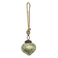 Clayre & Eef | Kerstbal Groen, Bruin ø 5x5 cm | 6GL3661