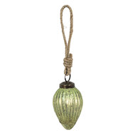Clayre & Eef | Kerstbal Groen, Bruin ø 5x7 cm | 6GL3664