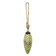 Clayre & Eef | Kerstbal Groen, Bruin 5x3x10 cm | 6GL3667