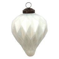 Clayre & Eef | Kerstbal Wit ø 7x8 cm | 6GL3675