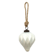 Clayre & Eef | Kerstbal Wit ø 7x8 cm | 6GL3675