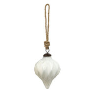 Clayre & Eef | Kerstbal Wit ø 8x10 cm | 6GL3676