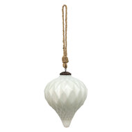 Clayre & Eef | Kerstbal Wit ø 13x15 cm | 6GL3677