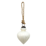 Clayre & Eef | Kerstbal Wit ø 8x9 cm | 6GL3679