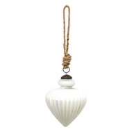 Clayre & Eef | Kerstbal Wit ø 10x11 cm | 6GL3680