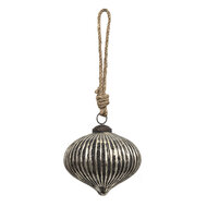 Clayre & Eef | Kerstbal Bruin Goudkleurig ø 10x9 cm | 6GL3683