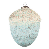 Clayre & Eef | Kerstbal XL Eikel Bruin, Turquoise ø 15x20 cm | 6GL3715