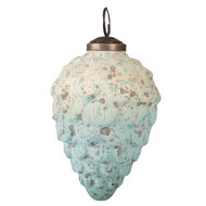 Clayre & Eef | Kerstbal Bruin, Turquoise ø 8x10 cm | 6GL3720