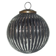 Clayre & Eef | Kerstbal Zwart, Zilver ø 10x10 cm | 6GL3755