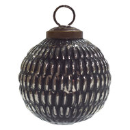 Clayre & Eef | Kerstbal Zwart, Zilverkleurig ø 7x7 cm | 6GL3758