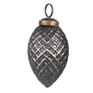 Clayre & Eef | Kerstbal Zwart, Zilverkleurig ø 4x7 cm | 6GL3760
