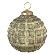 Clayre & Eef | Kerstbal Groen, Bruin ø 10x10 cm | 6GL3785