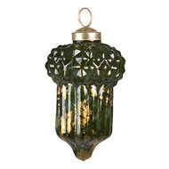 Clayre & Eef | Kerstbal Groen Goudkleurig ø 6x10 cm | 6GL3799