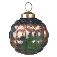 Clayre & Eef | Kerstbal Groen Koperkleurig ø 7x7 cm | 6GL3800