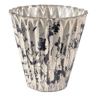 Clayre & Eef | Glazen Theelichthouder Grijs Beige ø 10x10 cm | 6GL3805